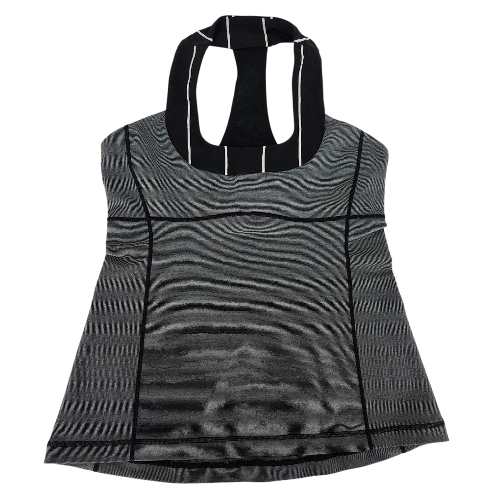 LULULEMON Scoop Neck Tank White Black Microstripe / Black size 10